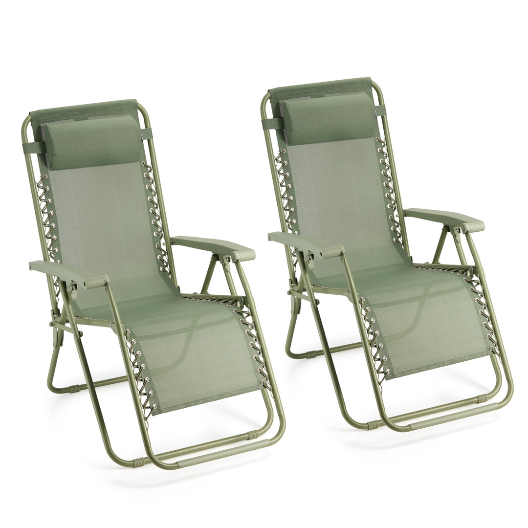 VonHaus Verona Folding Zero Gravity Sun Lounger Sage Green 110cm H X 65cm W X 90cm D